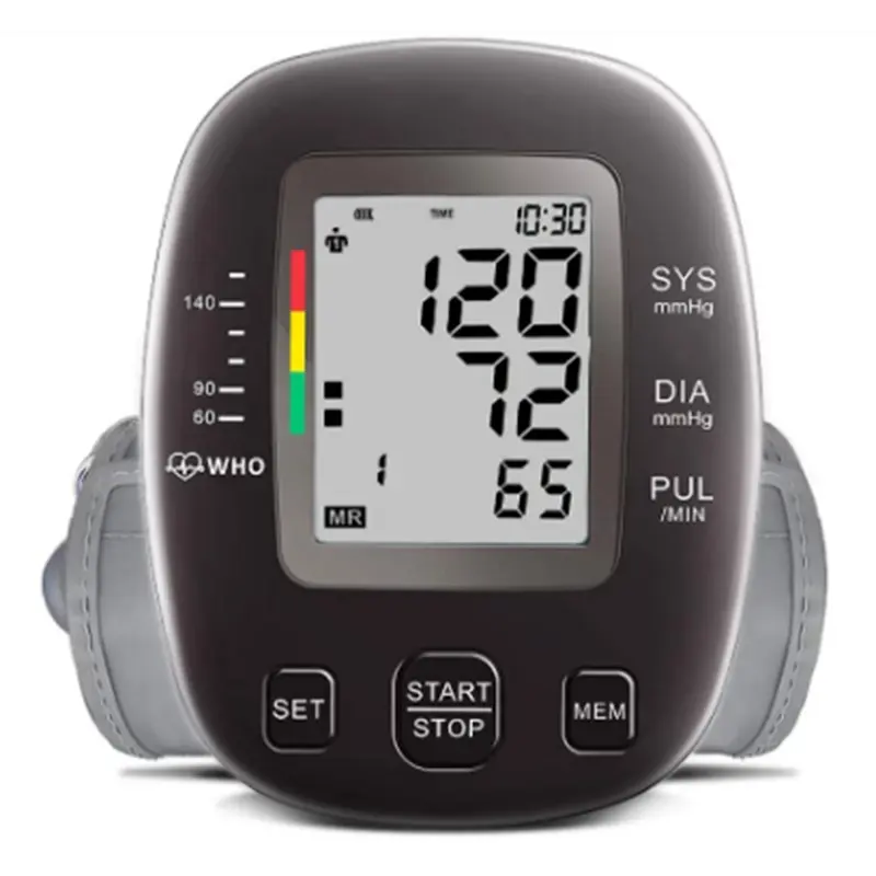 CE onaylı üst kol otomatik tonometre taşınabilir ev sağlık tansiyon aleti LCD dijital kan basıncı monitörü