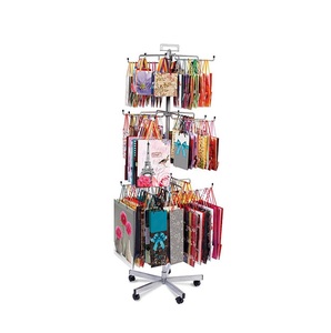 Geschenktaschen-Vorführregal Metall 3 Stufen rotierender mobiler Vorführständer rotierender freistehender für den Einzelhandel - Product Image 3
