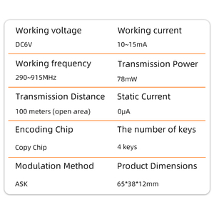 Compatibility 4 Buttons 290-915 MHZ RF Wireless Copy <strong>Code</strong> <strong>Universal</strong> <strong>Remote</strong> <strong>Control</strong> for Garage Door Opener - Product Image 4