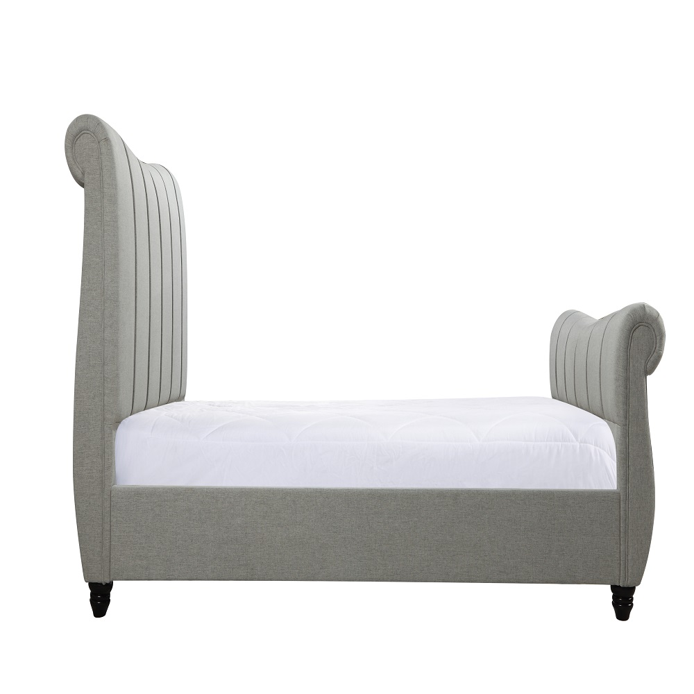 Bedroom Furniture Tufted Linen Wing back King Size Wood Bed