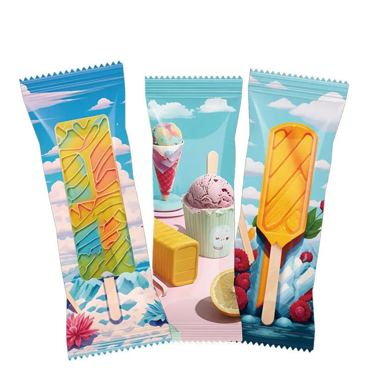 Custom print plastic heat seal empaque de helado ice lolly cream pop pouches ice cream popsicle wrappers packaging bag