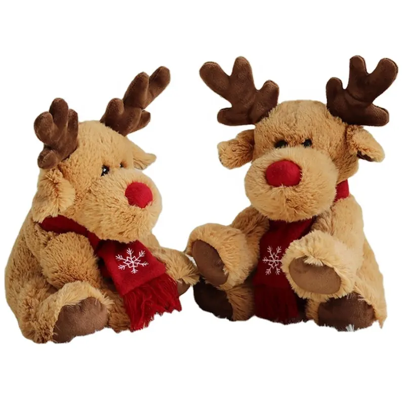 QH OEM vente en gros de jouets en peluche de cerf de Noël personnalisés nouvelle écharpe rouge poupées animales spot poupée de cerf en peluche du Nouvel An wapiti cadeaux de vacances