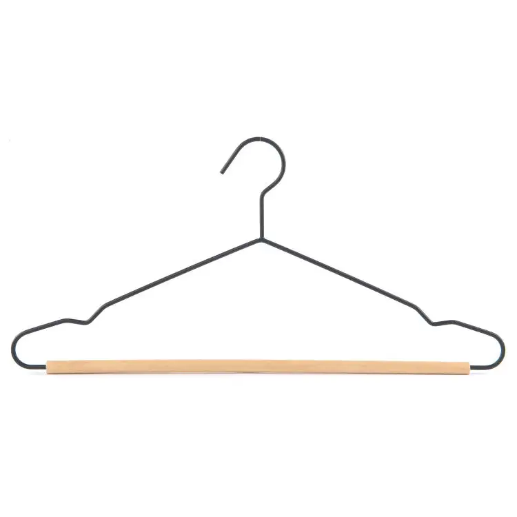 LEEKING Wholesale high quality clothing display wire anti slip hanger hotel with wooden strip hanger