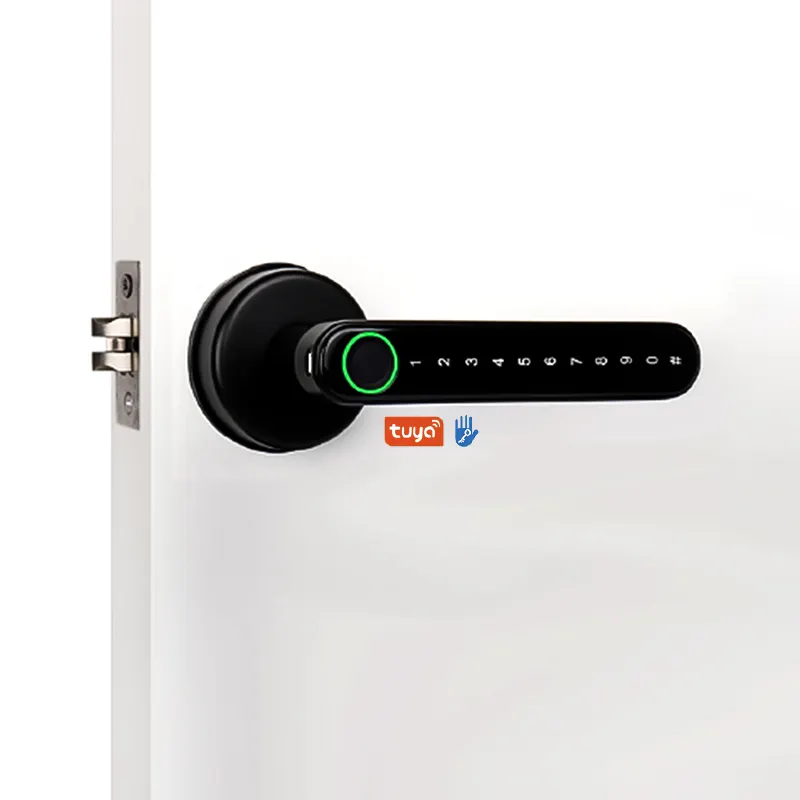 Melhor Segurança Door Lock Impressão digital e teclado digital TTlock APP móvel wifi inteligente alavanca alça fechadura da porta