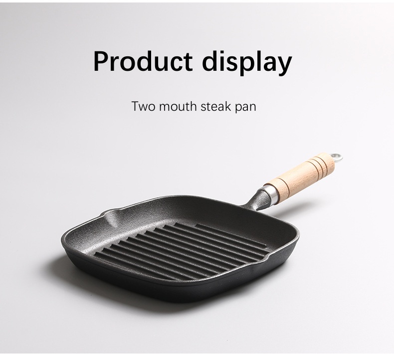 22 Manche en bois double bouche steak pan
