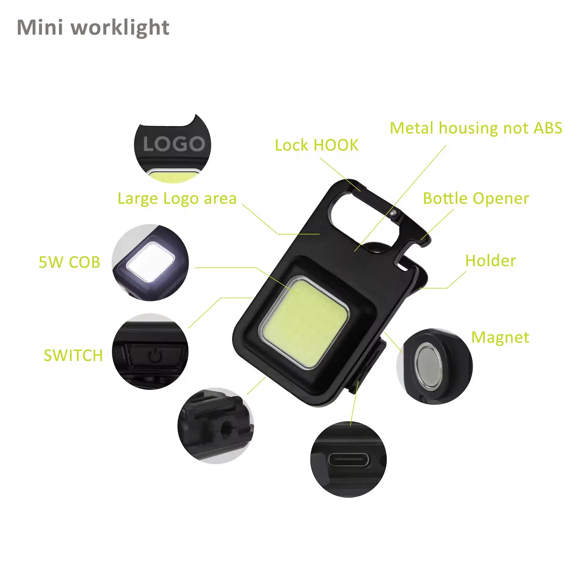 Mini Aluminum Rechargeable Portable Pocket Waterproof Magnetic COB Led Camping keychain flashlight led flash light