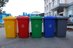 240升塑料垃圾箱，带轮子垃圾容器，用于废物管理 - Product Image 6