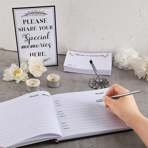 Black Cover Memorial Service Custom Guest Book <strong>Memory</strong> Funeral Guest Book WIth Pen - Product Image 4