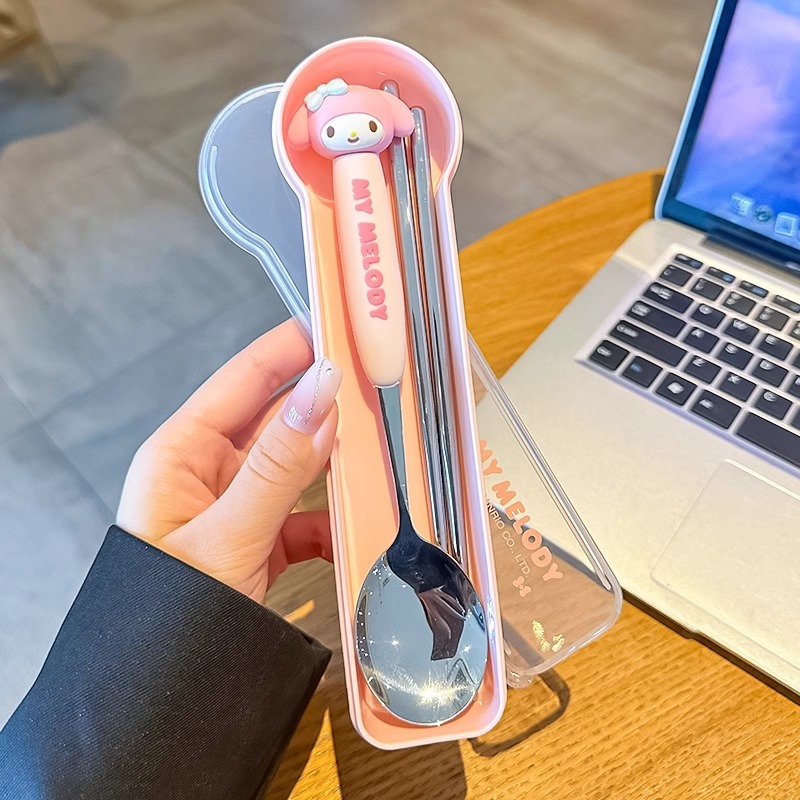 Sanrio stainless steel chopsticks and spoon-my melody