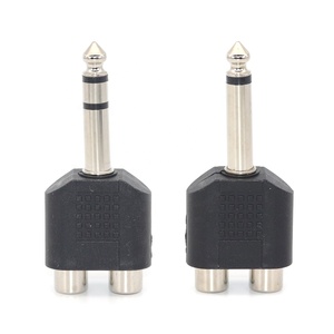 <strong>1</strong>/<strong>4</strong> Inch 6.35mm Male Plug to 2 Dual RCA Female Jack Y <strong>Splitter</strong> <strong>Audio</strong> Video Adapter Converter Three Split RCA RF Connector AV