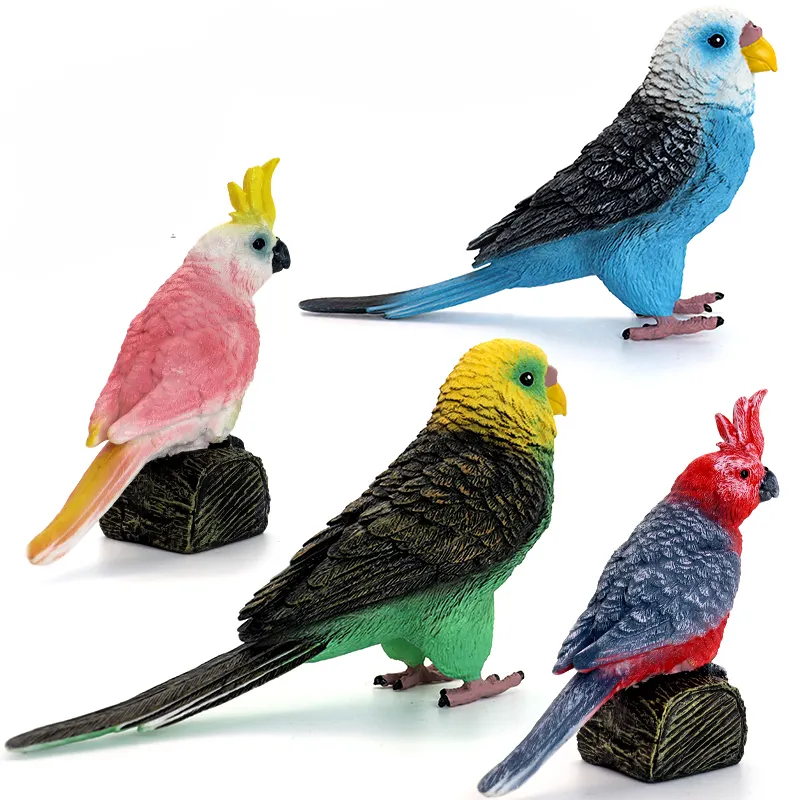 لعبة بلاستيكية صلبة جميلة لعبة الديكور الداخلي لنحت الطيور محاكاة الببغاء الببغاء لعبة هدية للأطفال