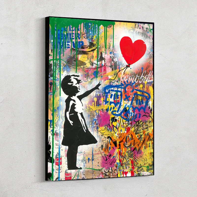 Pictures Art Prints Graffiti Balloon Girl Canvas Painting Without Frame