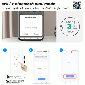 <strong>AU</strong> Smart 3-Pole Plug Socket 2 Touch Switches WIFI APP <strong>Remote</strong> Control Wall Switches Google Voice Timing Function Battery - Product Image 2