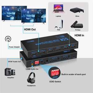 4K @ 60hz EDID + ARC HDMI矩阵4x2开关分离器支持HDCP 2.2红外遥控HDMI音频分离4x2矩阵切换器 - Product Image 2