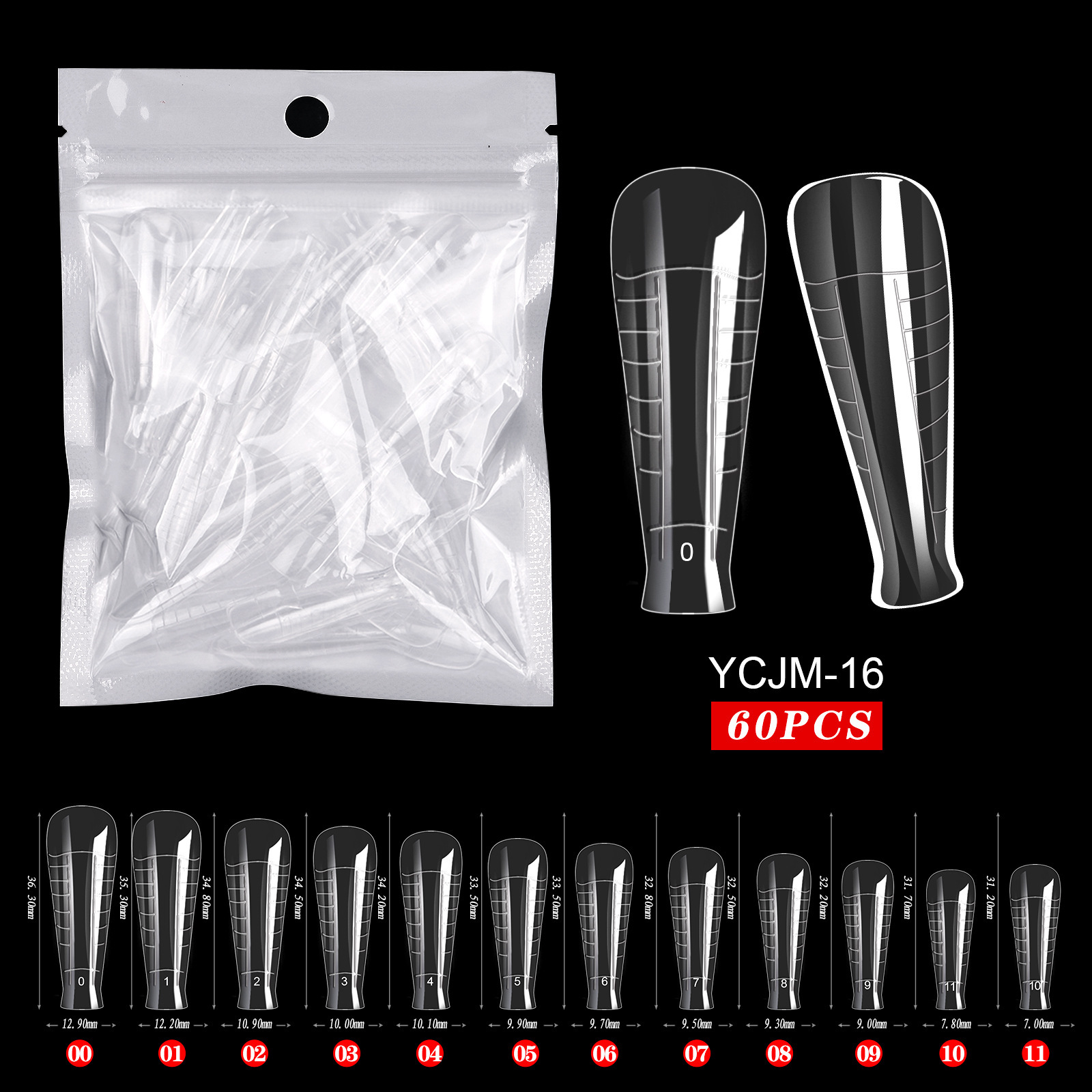 60pcs extension glue nail mold 16