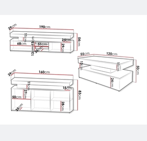 Trang chủ nhà hiện đại lớn màu Trắng & Đen TV đứng và Bàn cà phê phòng khách đồ nội thất Set - Product Image 6