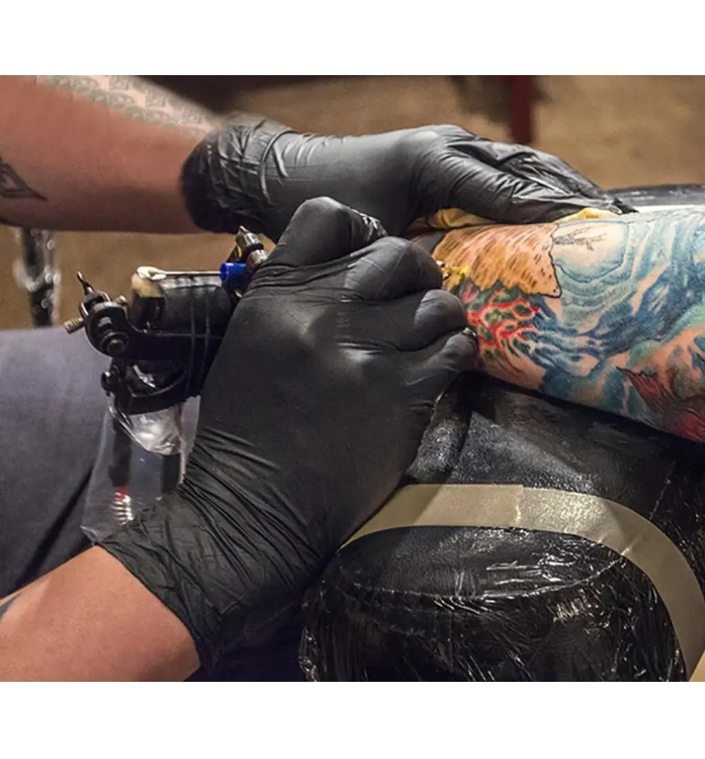 Гибкие перчатки для татуировок Mechanic большой ручной Esd индивидуальный 1000 чехол сверхпрочные нитриловые черные татуировочные перчатки