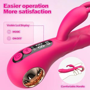 LCD ekran 9 güçlü titreşimler klitoral stimülatör gerçekçi yapay penis vibratör g-spot Bunny Clit tavşan kadın için vibratör - Product Image 3