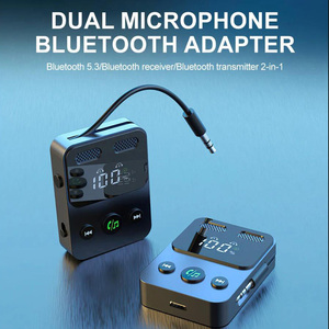 Bochara 2合1音频发射器和接收器适配器Aux音频3.5毫米插孔车载扬声器电视电脑耳机免提适配器 - Product Image 4