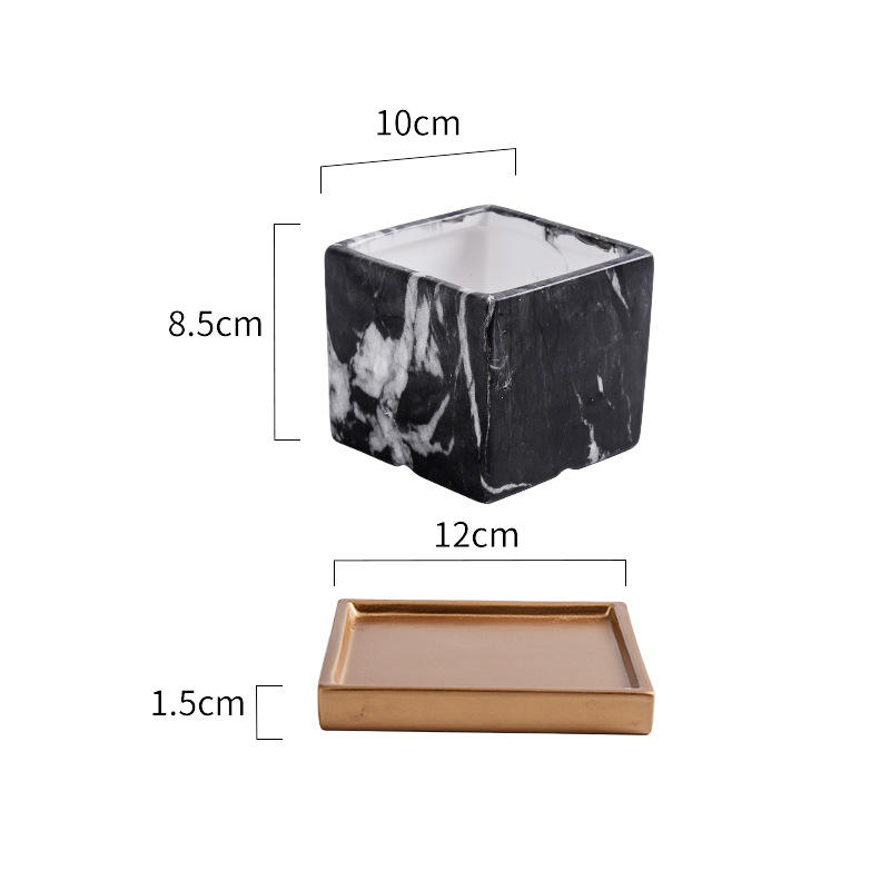 Square Black Gray Pattern Small Size 10cm (with Tray)