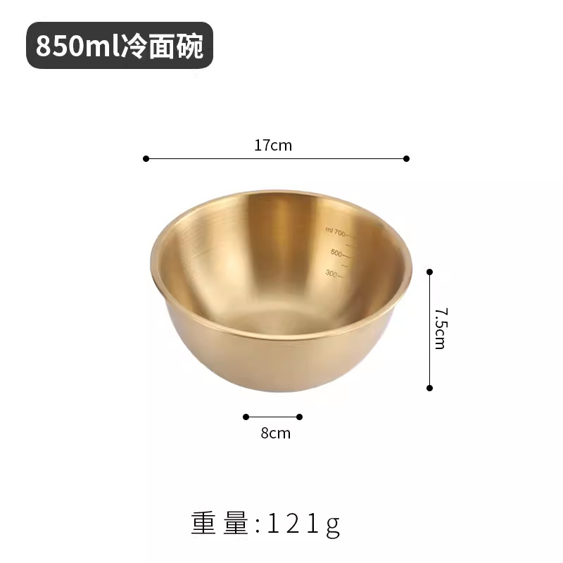 ชามบะหมี่เย็นสีทอง ขนาด 850 มล. พร้อมสเกลวัดปริมาณ