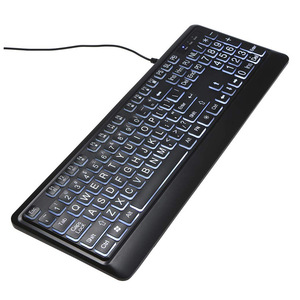 Teclado de impresión grande RGB retroiluminado con cable, teclas con letras grandes, USB, para personas con discapacidad visual - Product Image 1