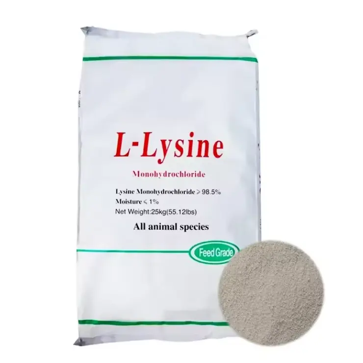 Prezzo di fabbrica 25kg sacchetto pacchetto bestiame animali di pollo maiale additivo per mangimi animali L-lisina HCL solfato in polvere 98% L lisina