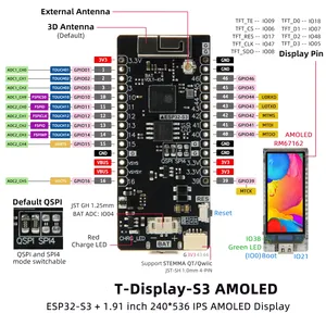 T-Display-S3-AMOLED scheda di sviluppo 1.91 pollici AMOLED ESP32-S3.2 i tasti programmabili SPI o interfaccia QSPI - Product Image 2