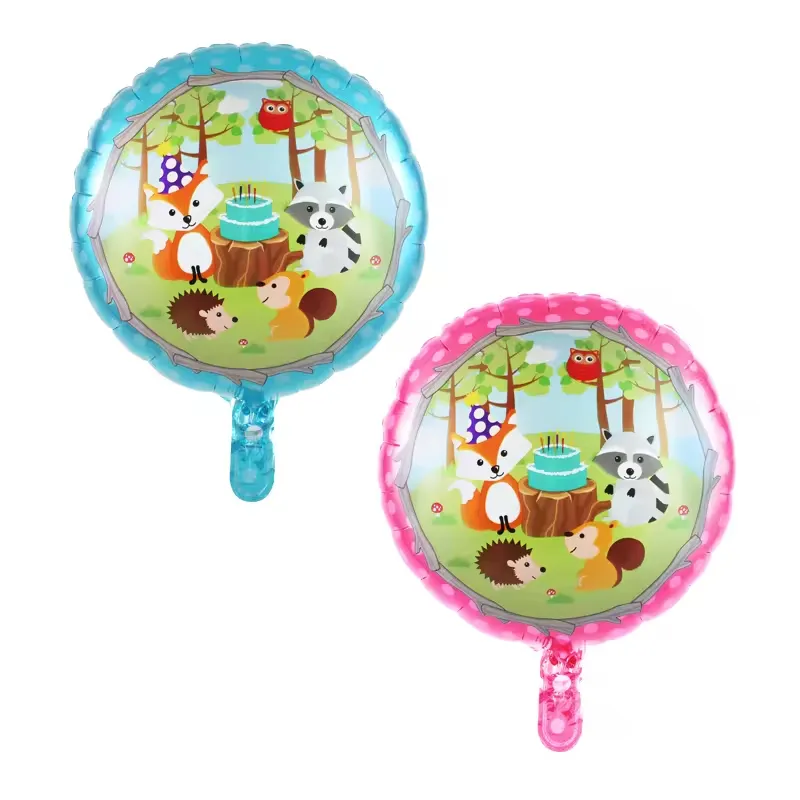 18 pollici rotondi di animali Foil palloncino simpatico palloncino stampa personalizzata buon compleanno celebrazione animali della foresta divertente cartone animato palloncini