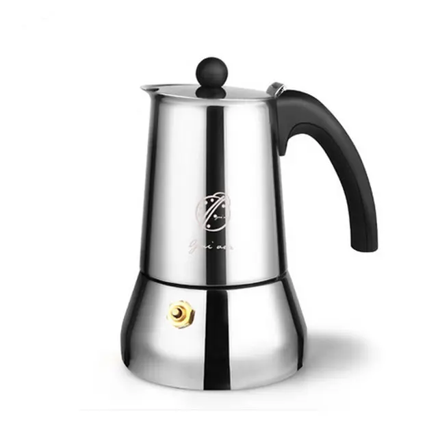 Penjualan Terbaik Pot Moka Stainless Steel Segi Delapan Italia Teko Kopi Seduh Tangan Eropa Katup Ganda Ketel Moka