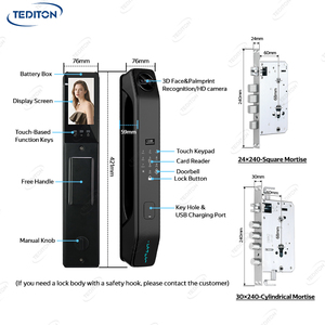 Tediton vera e propria Intercom Smart serratura della porta di riconoscimento facciale digitale Tuya Wifi Smart legno serratura della porta con la macchina fotografica e l'impronta digitale - Product Image 2
