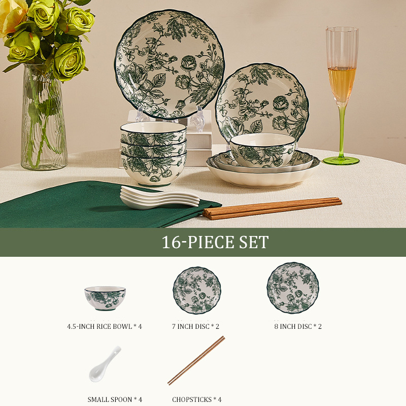 Verde-juego de 16 piezas para 4 personas