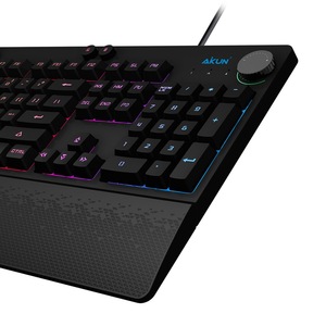 Teclado de goma GX650 para videojuegos, estructura de teclas retroiluminadas, RGB, función Macro, micrófono, ecualizador de música, LED - Product Image 4