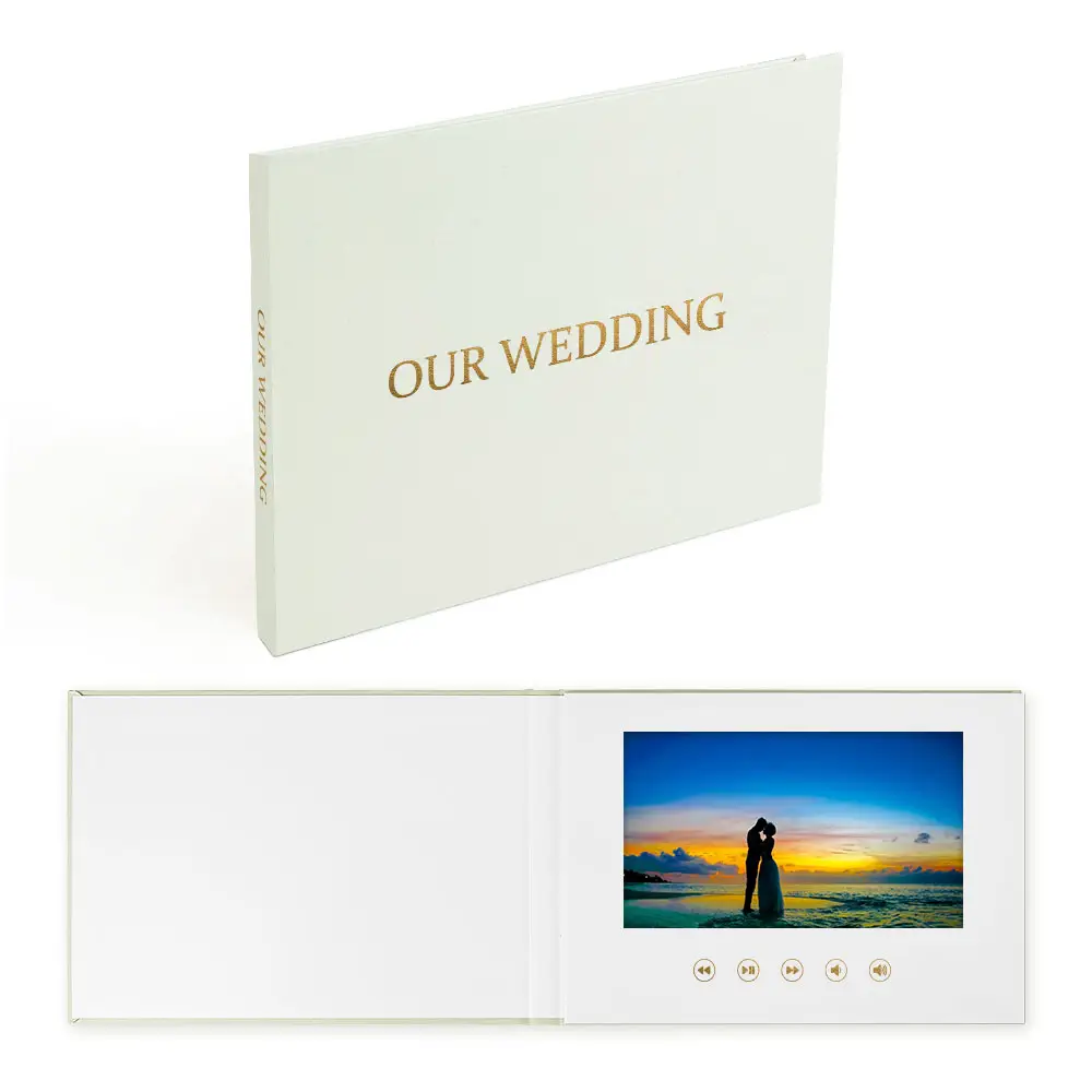 2023 new style advertisement 7 inch lcd screen OUR WEDDING wedding video book card digital card promotional marketing