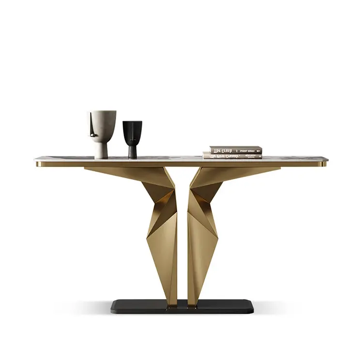 Yeni tasarım lüks modern ev beyaz ve altın giriş masası konsol masa ayakları