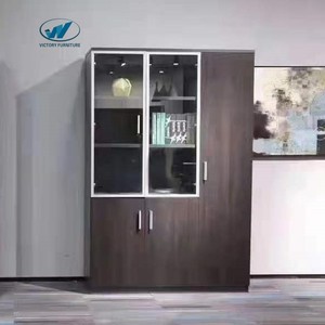 Penjualan langsung pabrik kabinet tinggi kabinet arsip modern sederhana boss manager kantor dengan kunci pita kaca rak buku - Product Image 5