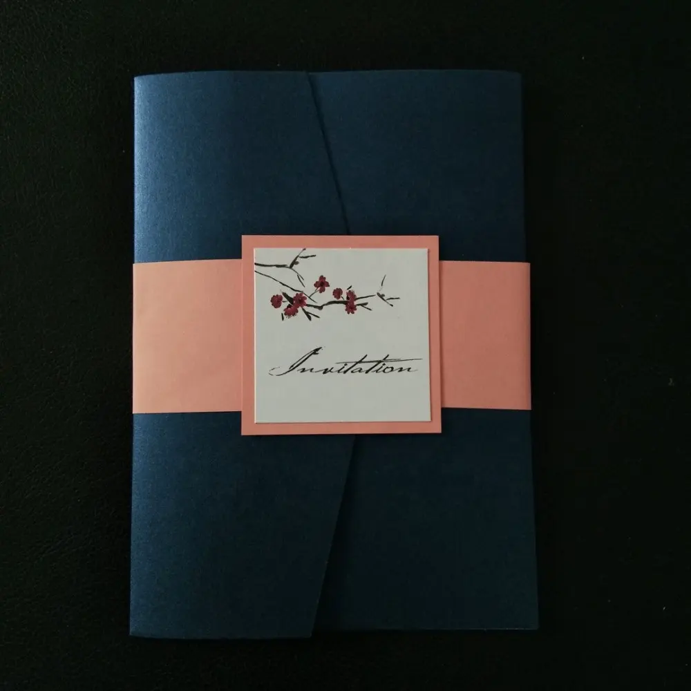 Nuovo arrivo stampabile fai da te blu reale Pocketfold kit di invito a nozze pocket biglietti d'invito di compleanno auguri