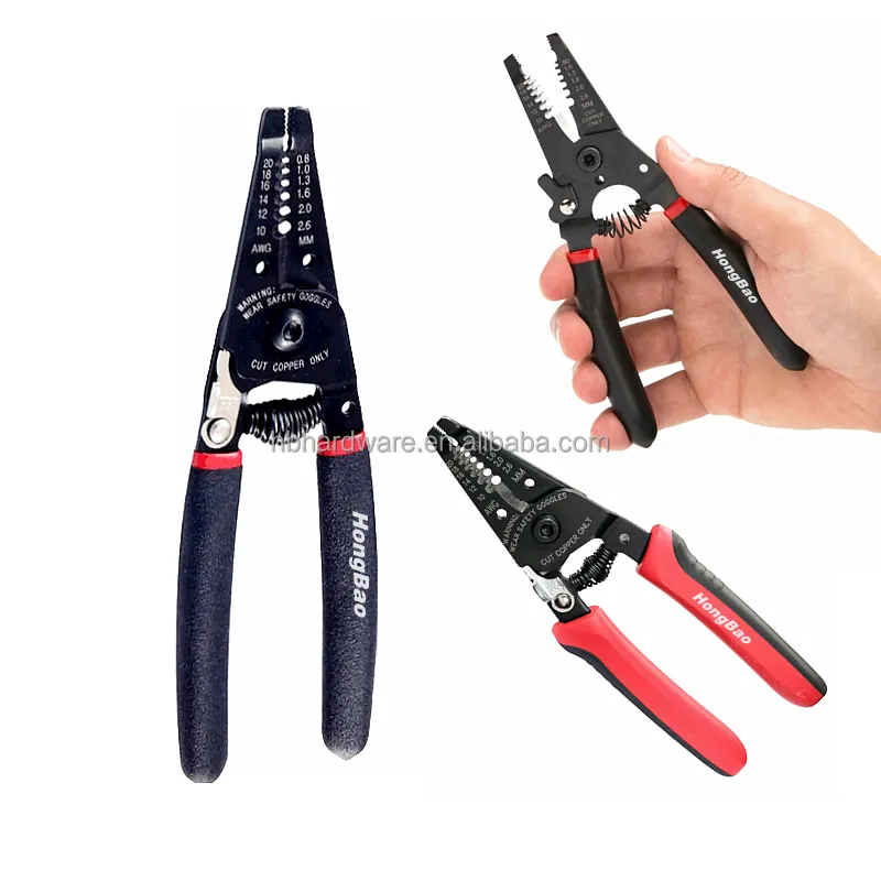6.5 " Inch Wire Stripper Cutter 20-10 AWG Cable Precision ground stripping holes Shearer Cut strip Wire Peeler Stripping Pliers