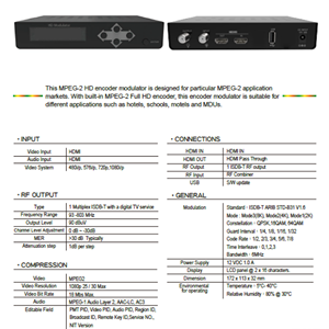 Produttore all'ingrosso 1CH Encoder digitale ISDB-T HDMI a Rf Coax Full HD modulatore - Product Image 2