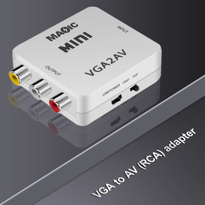 Mini tamaño 1080p VGA2AV VGA a AV VGA a RCA Audio Video Convertidor para PC a TV HD de la computadora A TV