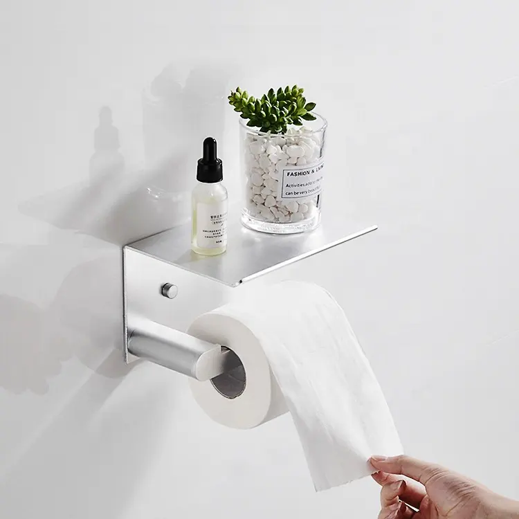 Yile popular aluminum toilet paper holder with shelf