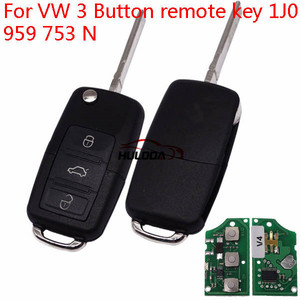 VW 3 düğme uzaktan anahtar için 1J0 959 753 N ile ID48 chip-434mhz