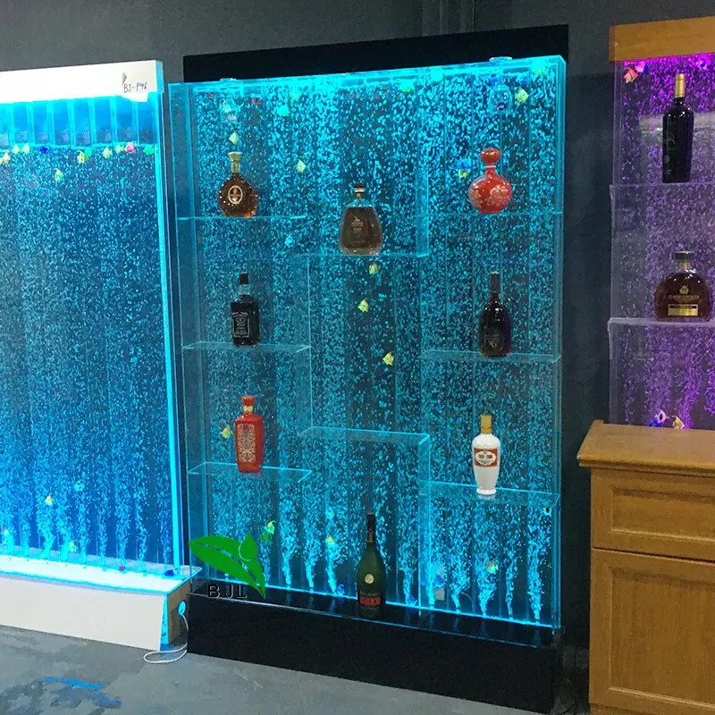 home decor acrylic water bubble wall wine bar display cabinet