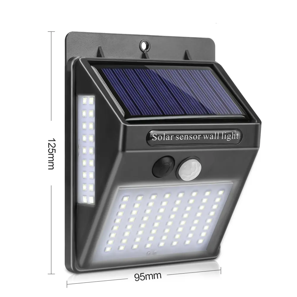 Lámpara Solar LED para exteriores luz de pared con Sensor de movimiento, resistente al agua, alimentada por energía Solar, para decoración de jardín, 100