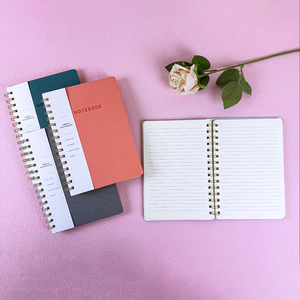 Benutzer definierte Quer linie Ähnliche Leinen Softcover PU Notebook Journal Leder gebundene Doppel ringe Spiral bindung für Tagebuch notiz nehmen - Product Image 4