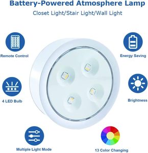 3AA pil işletilen RGB renk değiştirme kabine aydınlatma altında kablosuz LED pak ışığı uzaktan kumanda ile - Product Image 3