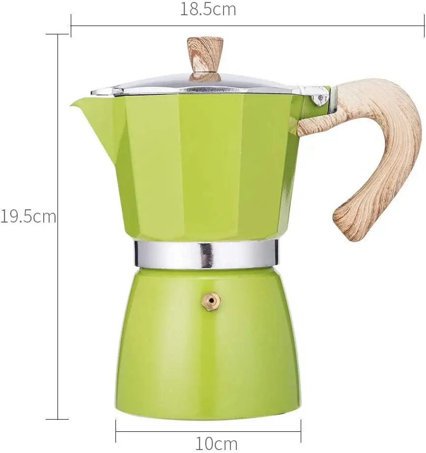 Fogarão, máquina de café expresso moka, 3 copos, 5oz, verde, máquina de café