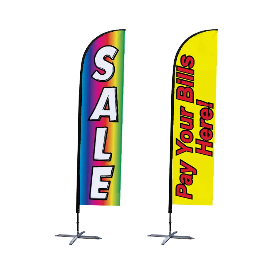 Personalizado de impresión de poliéster barato de publicidad al aire libre playa Banderas banner bandera de plumas mercado Bandera de plumas