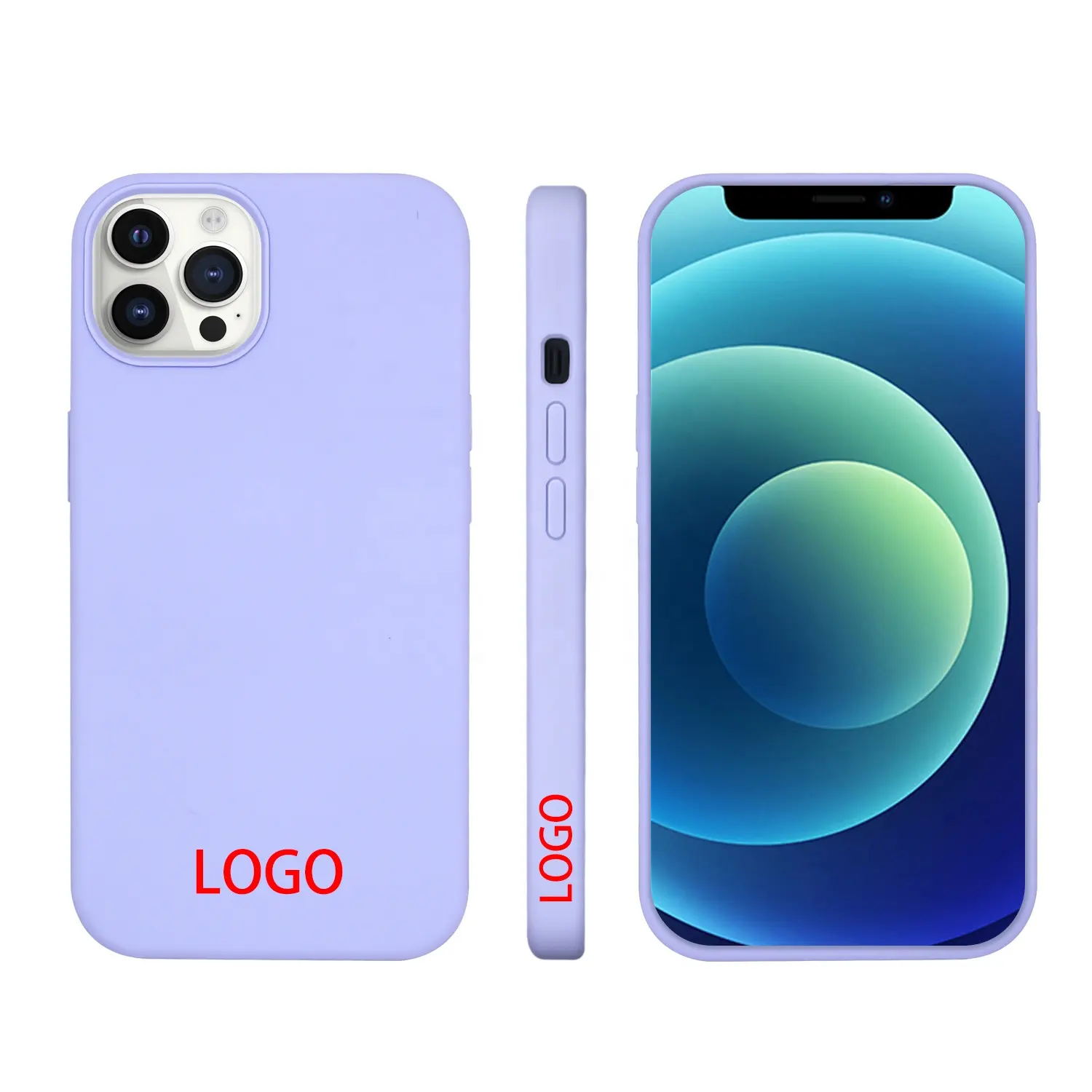 2024 logo kustom casing silikon cair untuk Iphone 15 Pro Max tas penutup ponsel flanel 14"