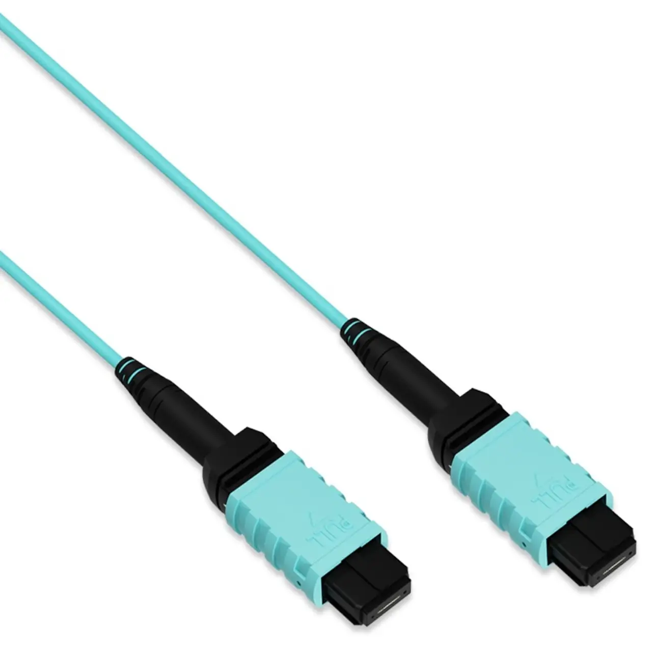 2m MPO dişi MPO dişi çift MPO Fiber yama kablosu 50/125um 10Gbps OM4 12 Strand Crossover Aqua Fiber Plenum yama kablosu